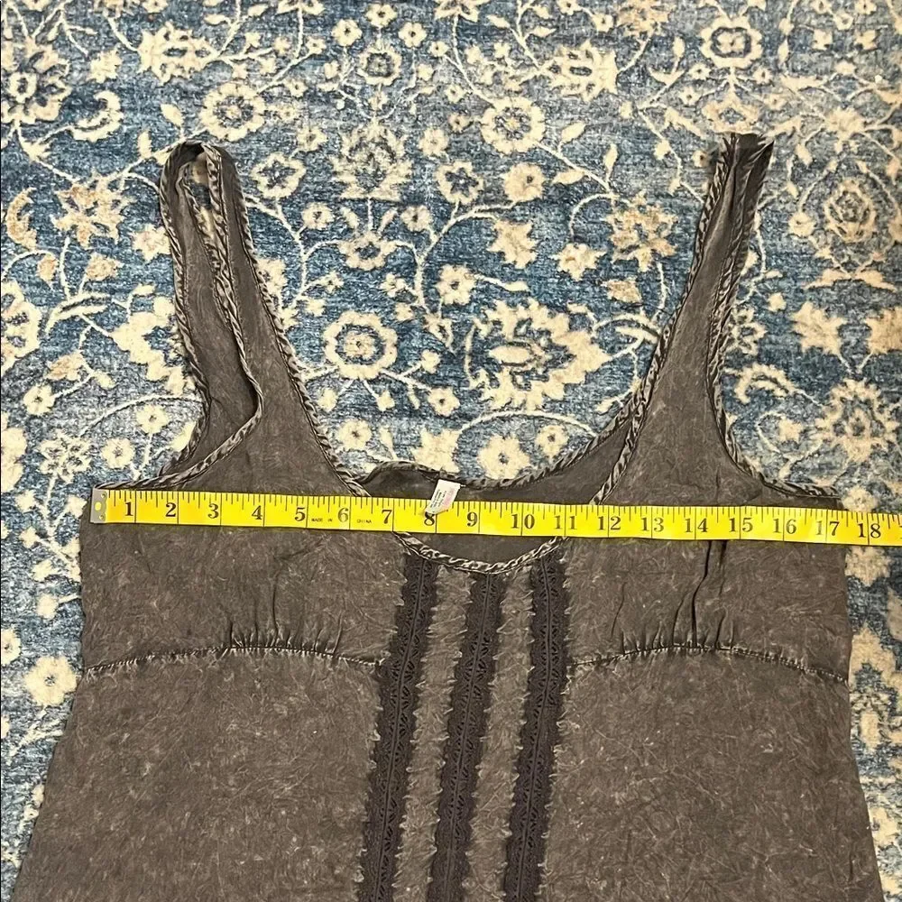 Free People Intimately Parisian Slip Gray Distressed Sleeveless Hi-Lo Dress Boho